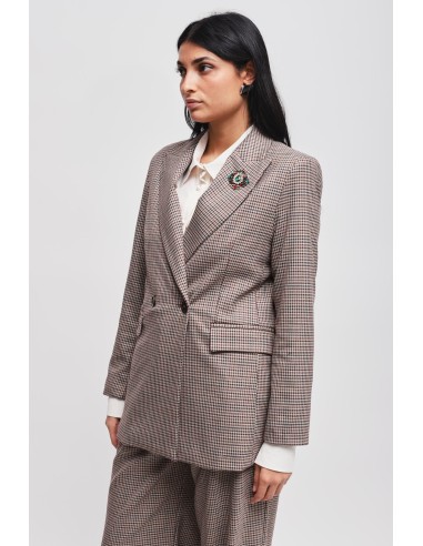 Blazer Pied-de-Poule com Broche Maryley