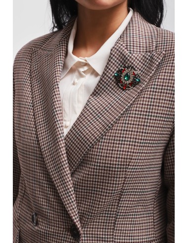 Blazer pied-de-poule com broche Maryley
