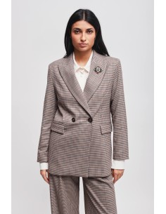 Blazer pied-de-poule com broche Maryley