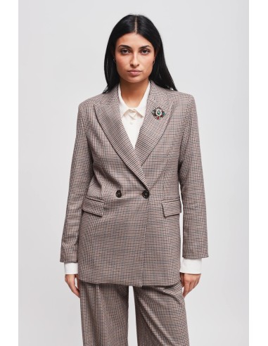 Blazer pied-de-poule com broche Maryley