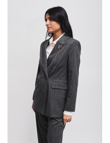 Blazer riscado com broche Maryley