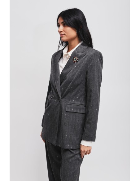 Blazer riscado com broche Maryley