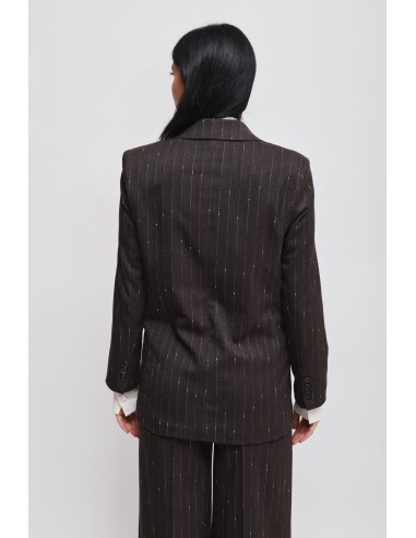 Blazer risca-de-giz com broche Maryley