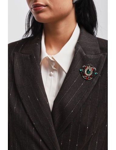 Blazer riscado com broche Maryley
