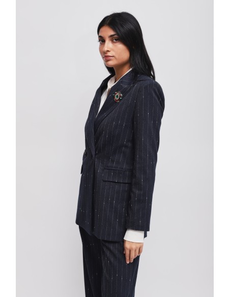 Blazer riscado com broche Maryley