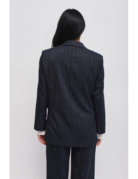 Blazer risca-de-giz com broche Maryley