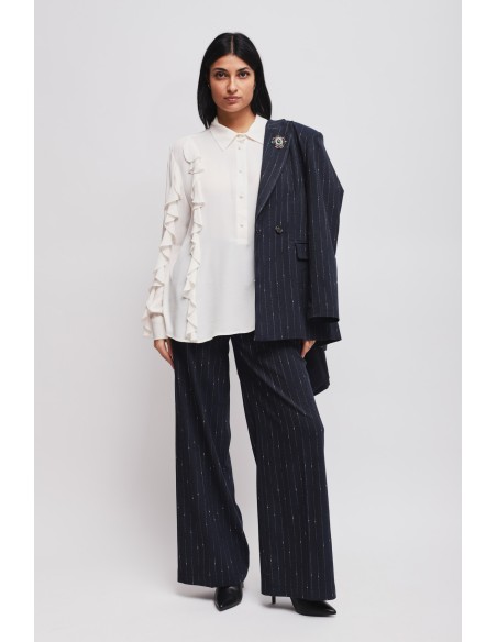 Blazer riscado com broche Maryley