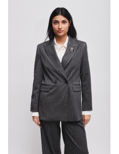 Blazer riscado com broche Maryley