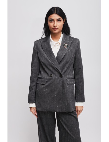 Blazer riscado com broche Maryley