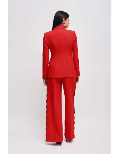 Conjunto Blazer de Abotoamento Duplo e Calças Palazzo com Renda Maryley