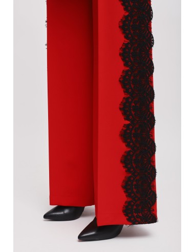 Conjunto Casaco Cruzado e Calça Palazzo com Renda Maryley