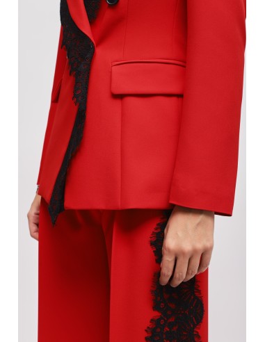 Conjunto Blazer De Abotoamento Duplo E Calça Palazzo Com Renda Maryley