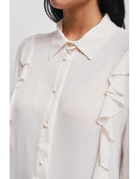 Camisa com folhos em viscose Maryley