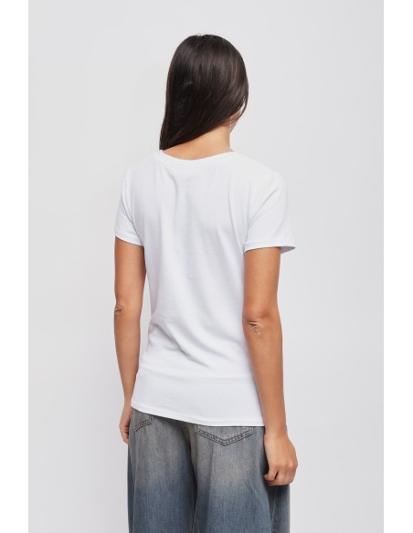 T-shirt com aplicações em renda Maryley