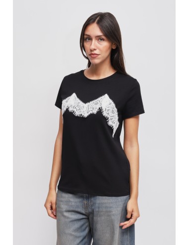 T-Shirt Con Aplicações Em Renda Maryley