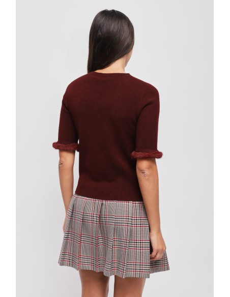 Camisola De Mangas Curtas Com Detalhe Em Pêlo Sintético Maryley