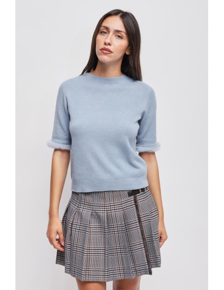 Camisola de mangas curtas com detalhe em pêlo sintético Maryley