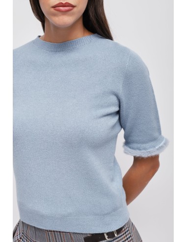 Camisola de Mangas Curtas com Detalhe em Pêlo Sintético Maryley