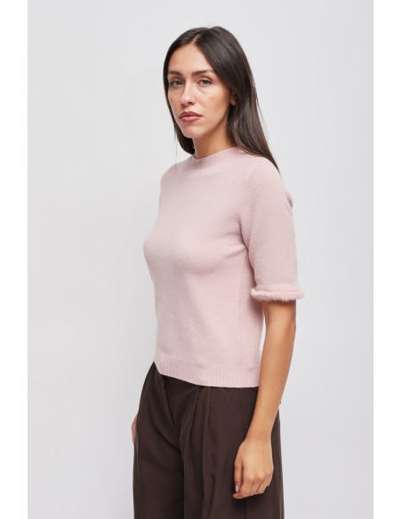 Camisola de mangas curtas com detalhe em pêlo sintético Maryley
