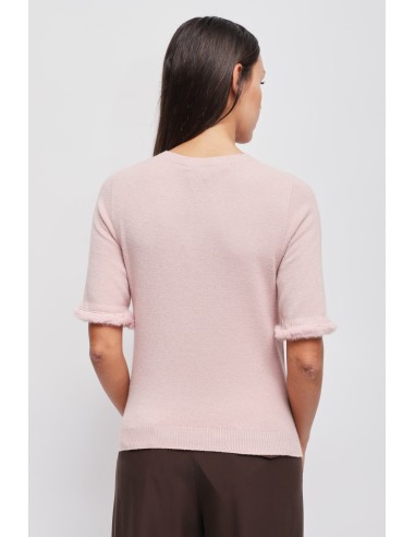 Camisola de malha de mangas curtas com detalhe em pêlo sintético Maryley