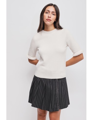 Camisola de Mangas Curtas com Detalhe em Pêlo Ecológico Maryley