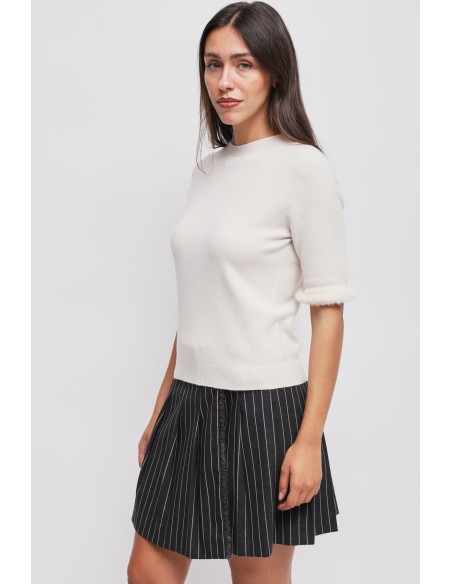 Camisola de mangas curtas com detalhe em pêlo sintético Maryley