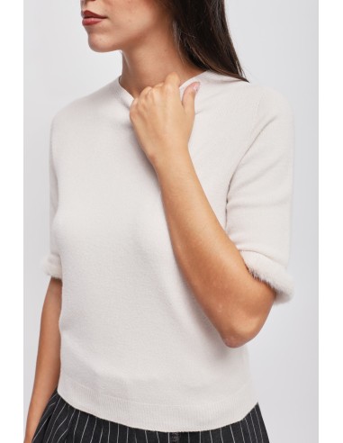 Camisola de Malha com Mangas Curtas e Detalhe em Pêlo Sintético Maryley