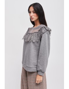 Sweatshirt com decote em renda Maryley 2