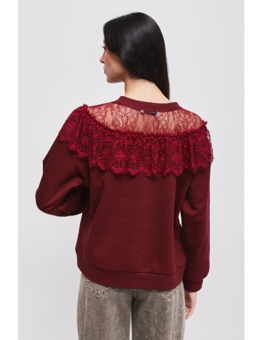 Sweatshirt com decote em renda Maryley