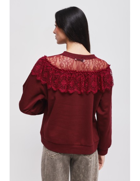 Sweatshirt com decote em renda Maryley