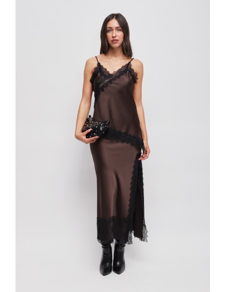 Saia Longa em Cetim com Renda Maryley