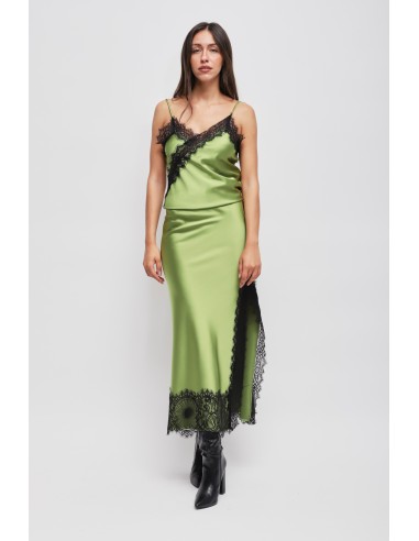 Saia Longa em Cetim com Renda Maryley