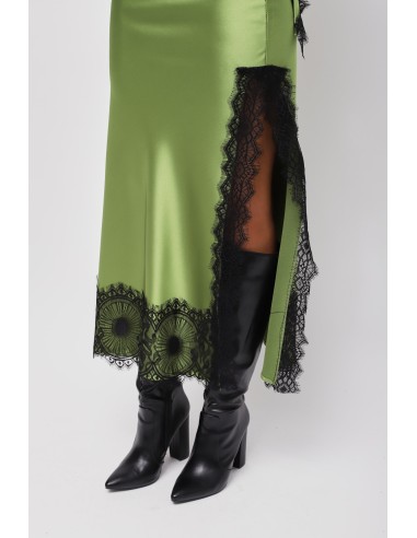 Saia longa em cetim com renda Maryley