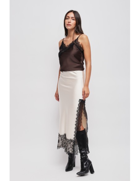 Saia Longa em Cetim com Renda Maryley