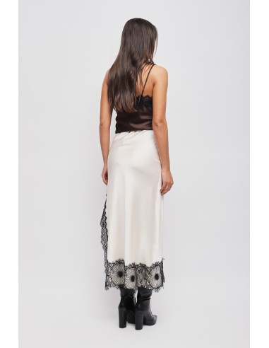 Saia longa em cetim com renda Maryley