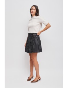 Minissaia às riscas plissada com cinturinhos Maryley 2