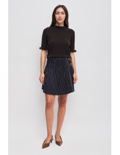 Minissaia às riscas plissada com cinturinhos Maryley