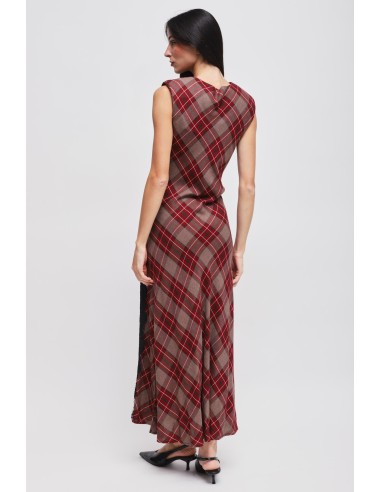 Vestido xadrez com decote drapeado Maryley