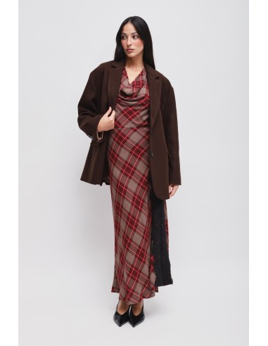 Vestido Xadrez Com Decote Drapeado Maryley