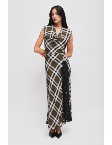 Vestido xadrez com decote drapeado Maryley