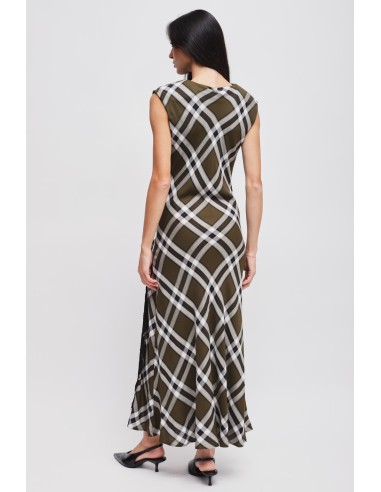 Vestido Xadrez com Decote Drapeado Maryley