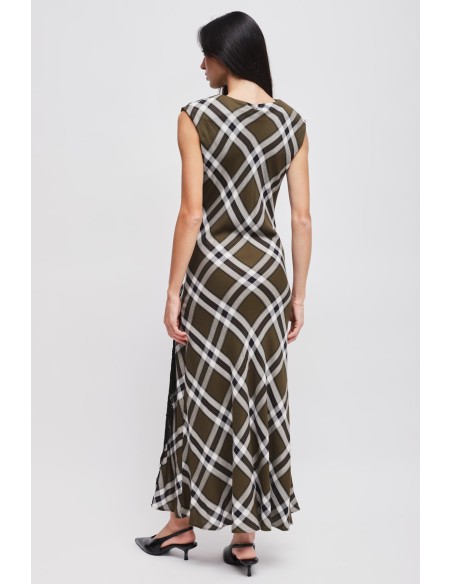 Vestido Xadrez com Decote Drapeado Maryley