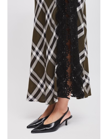 Vestido Xadrez com Decote Drapeado Maryley