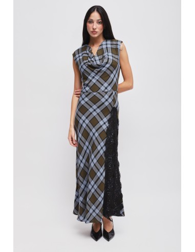 Vestido Xadrez com Decote Drapeado Maryley