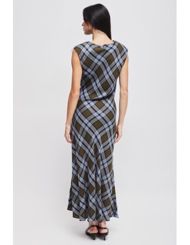Vestido xadrez com decote drapeado Maryley