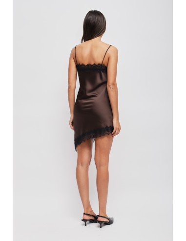 Vestido Acetinado Assimétrico Com Renda Maryley