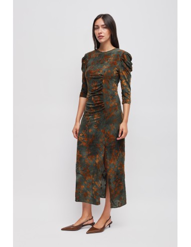 Vestido Longo em Veludo Estampado Maryley