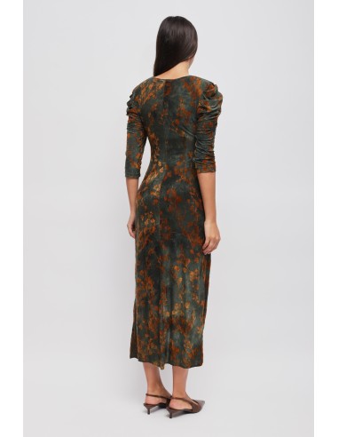 Vestido longo em veludo estampado Maryley