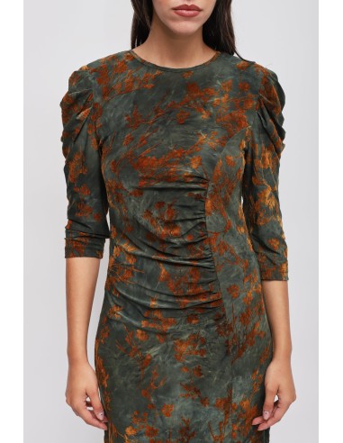 Vestido Longo Em Veludo Estampado Maryley