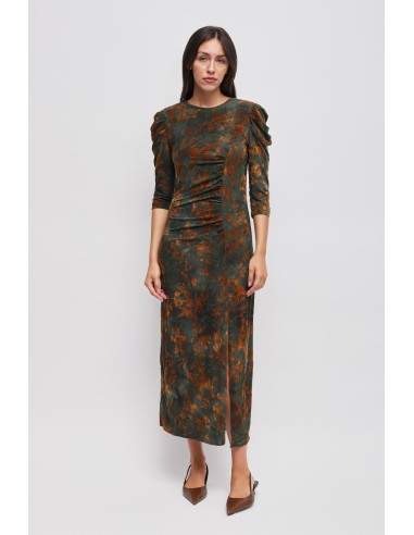 Vestido Longo em Veludo Estampado Maryley